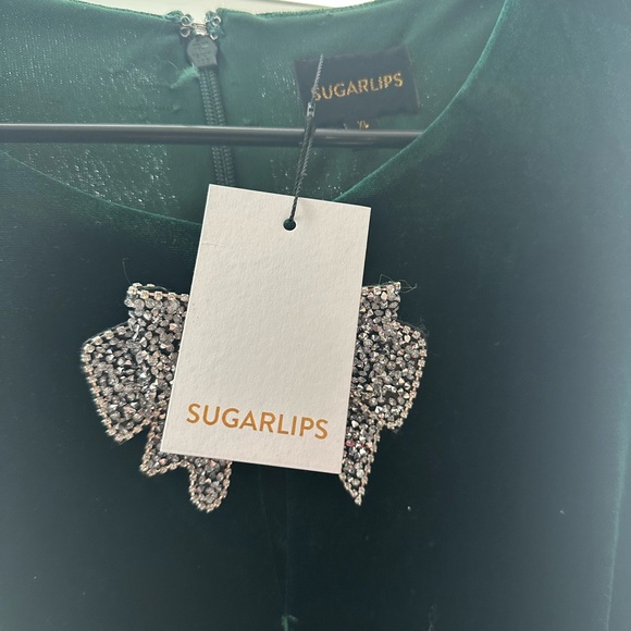 NWT green velvet sugar lips bow dress XL - Picture 3 of 5